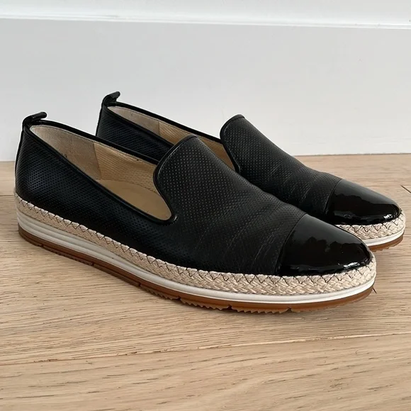 PAUL GREEN Posh Flat Loafer Espadrilles  Perforated Upper Patent Leather Toe Cap - Picture 4 of 16